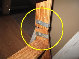 Improperly installed pull down stairs for the attic.