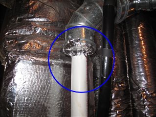 Improperly retrofitted pvc flue pipe sections at the new furnaces.