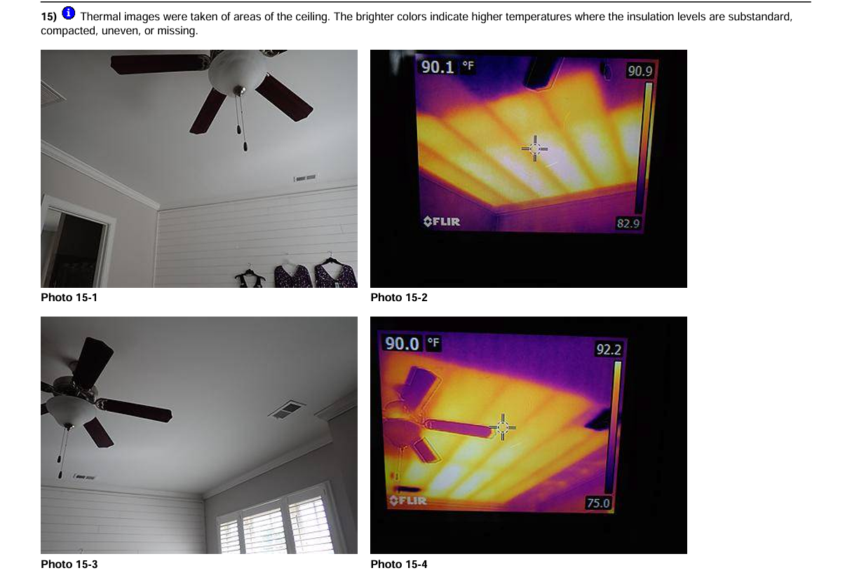 Thermal imaging identifying missing attic insulation during a new construction home inspection
